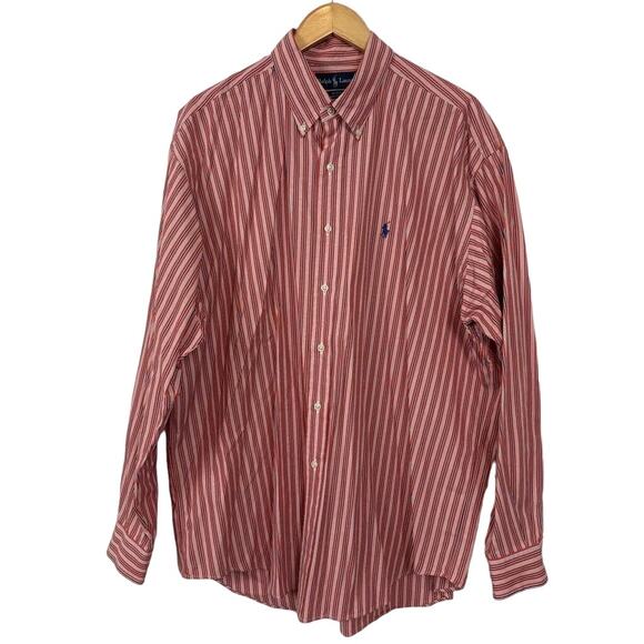 Polo Ralph Lauren Other - Polo Ralph Lauren Mens Size XL Long Sleeve Button Up Shirt Orange Blue Strips